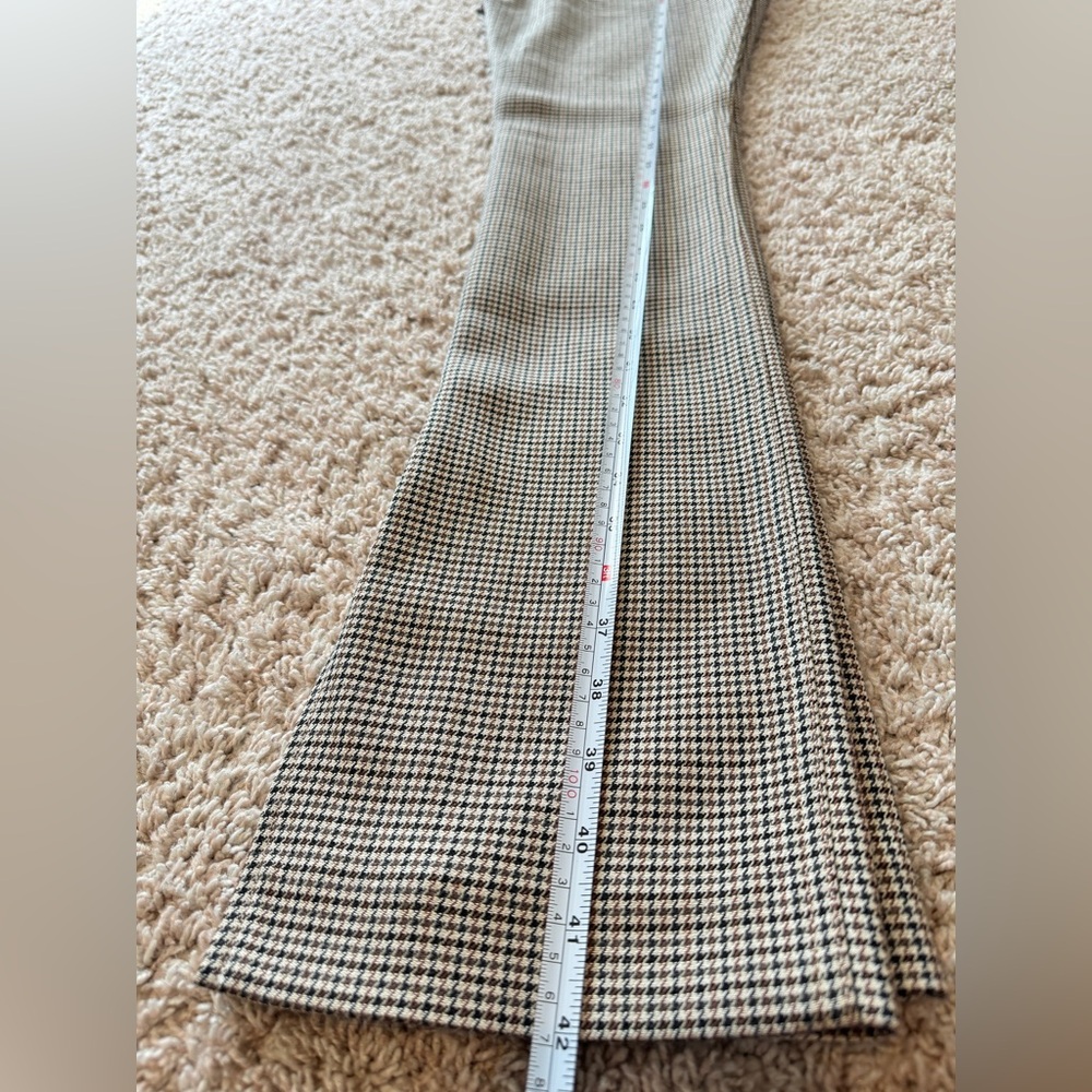 A.L.C. Houndstooth Pants Beige Split Leg Flare Stretch Casual Preppy Size 0 - Picture 12 of 14